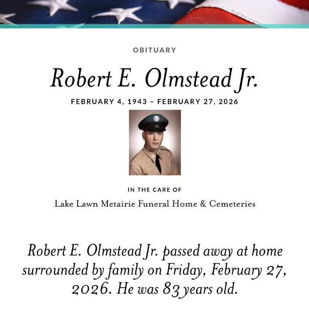 Robert Olmstead Jr. Obituary Part 1